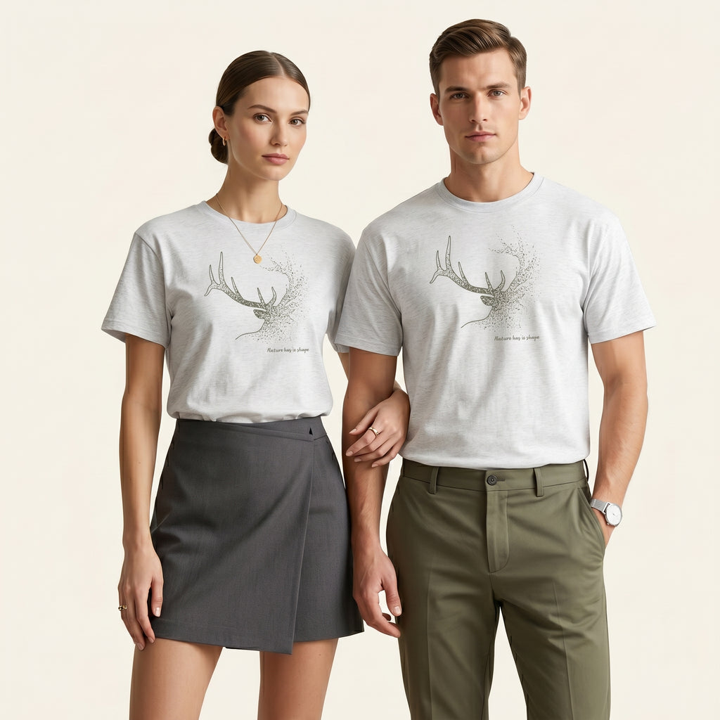Dissolving Reindeer T-Shirt – Minimalist Wildlife Graphic Inspired by Awareness and Memory
