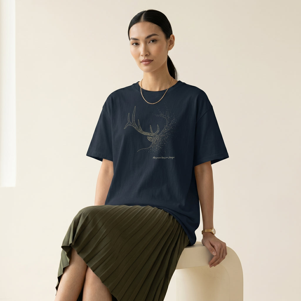 Dissolving Reindeer T-Shirt – Minimalist Wildlife Graphic Inspired by Awareness and Memory