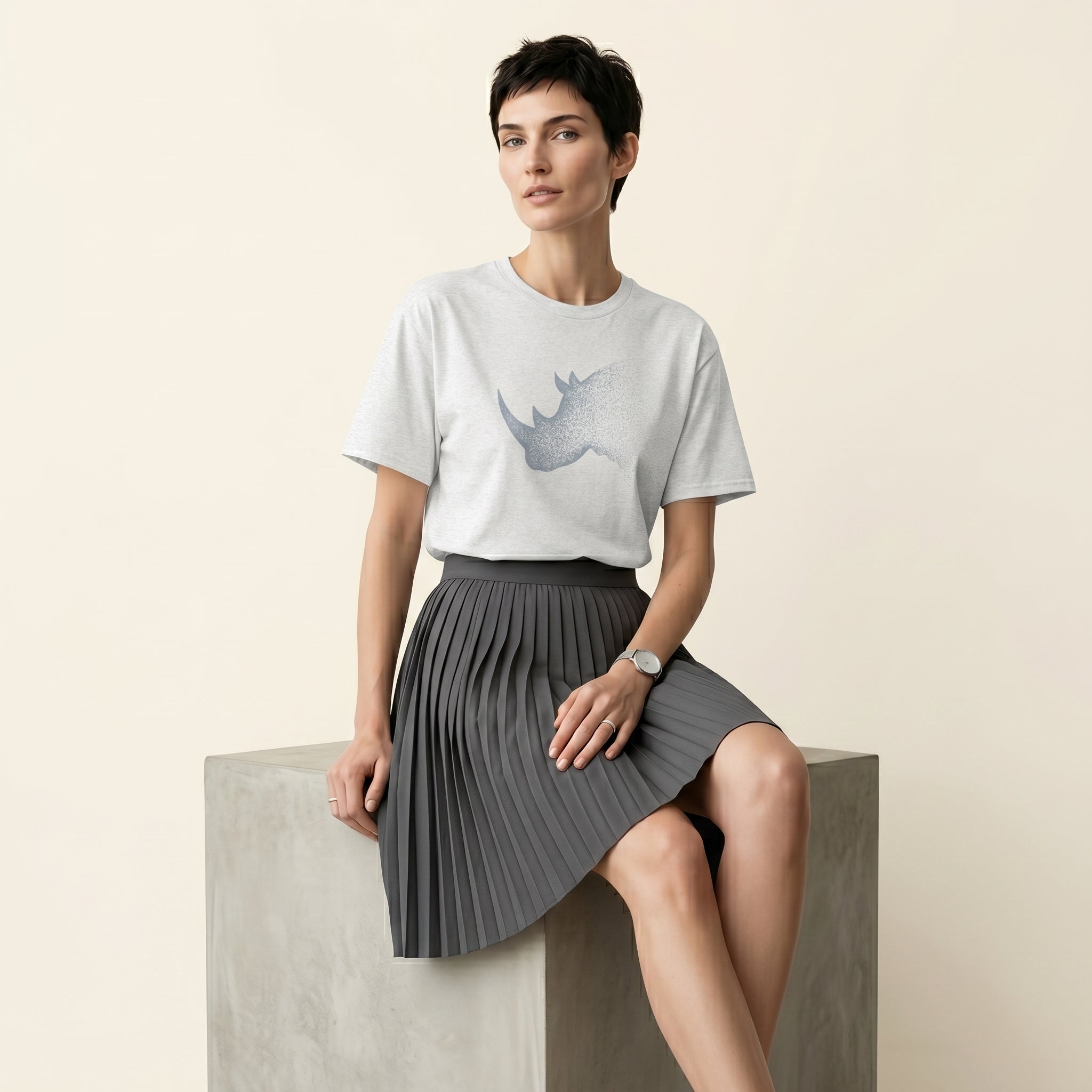 Dissolving Rhinoceros T-Shirt – Minimalist Wildlife Graphic Inspired by Presence and Endurance