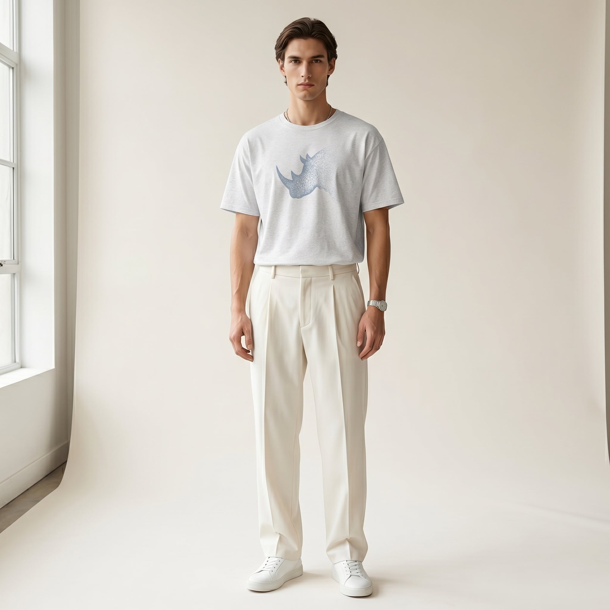 Dissolving Rhinoceros T-Shirt – Minimalist Wildlife Graphic Inspired by Presence and Endurance