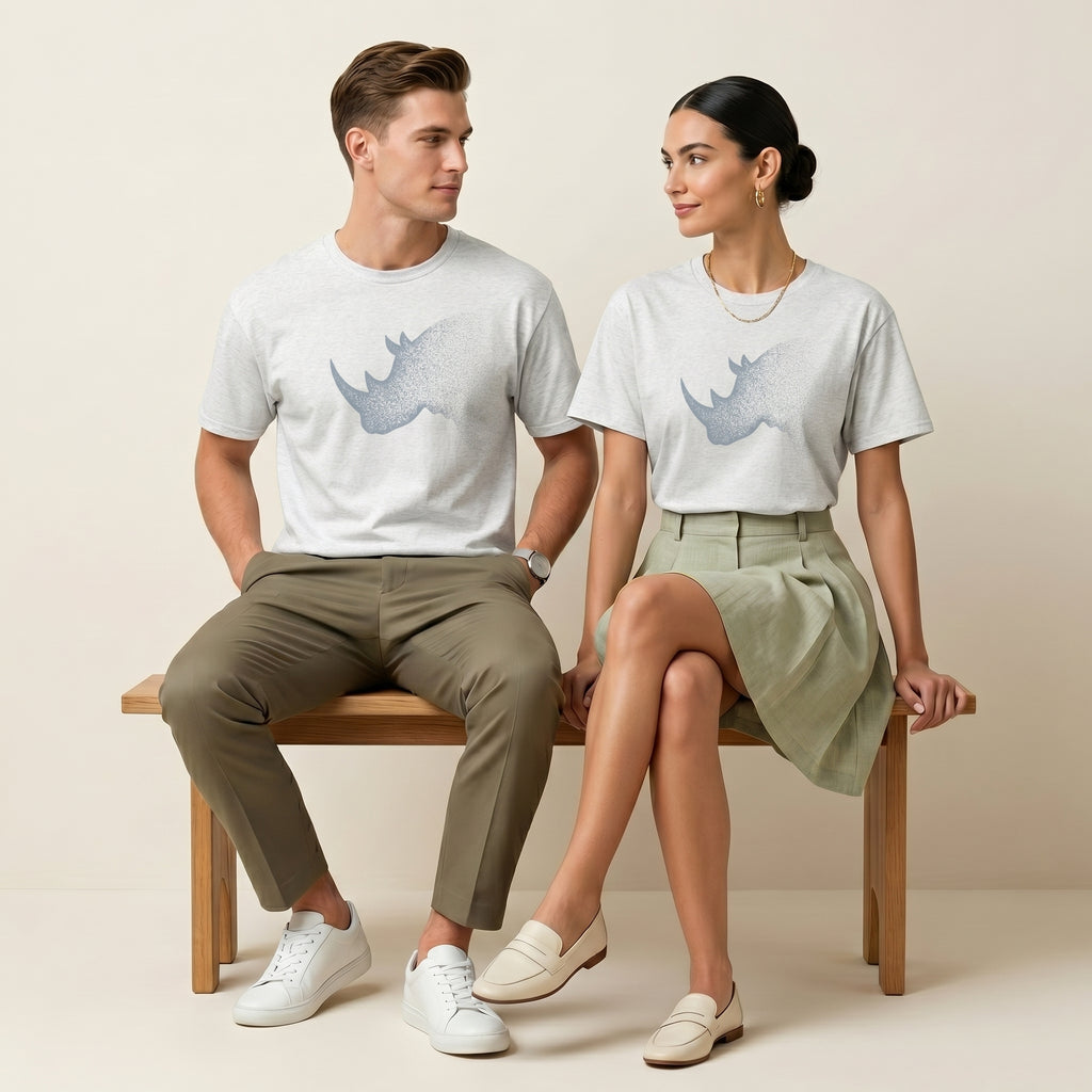 Dissolving Rhinoceros T-Shirt – Minimalist Wildlife Graphic Inspired by Presence and Endurance
