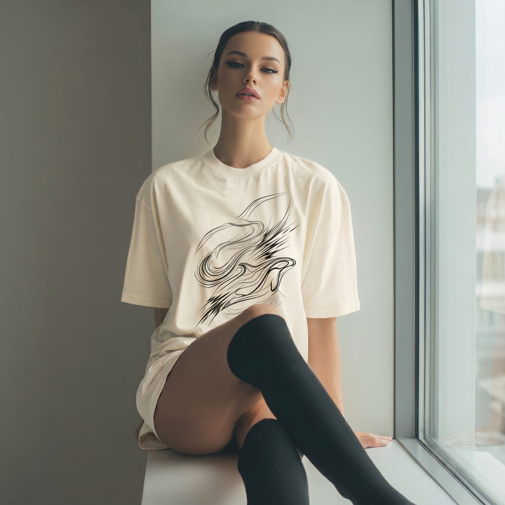 Abstract Animal Line Art T-Shirt – Minimalist Hidden Symbol Tee for Refined Artistic Style