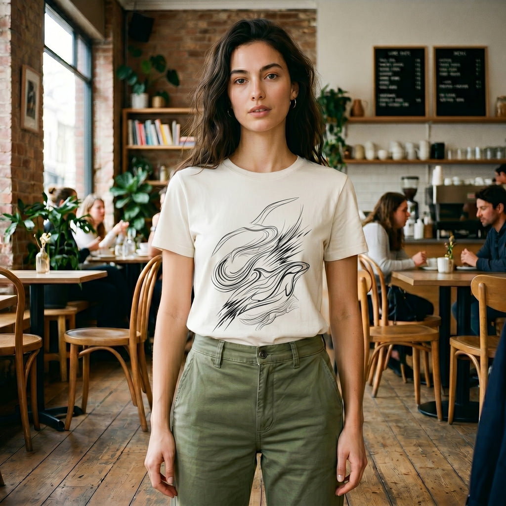 Abstract Animal Line Art T-Shirt – Minimalist Hidden Symbol Tee for Refined Artistic Style