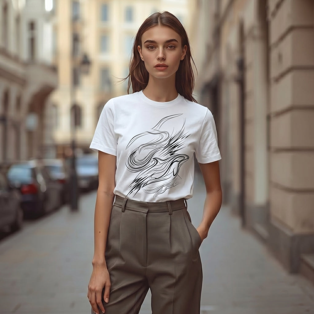 Abstract Animal Line Art T-Shirt – Minimalist Hidden Symbol Tee for Refined Artistic Style