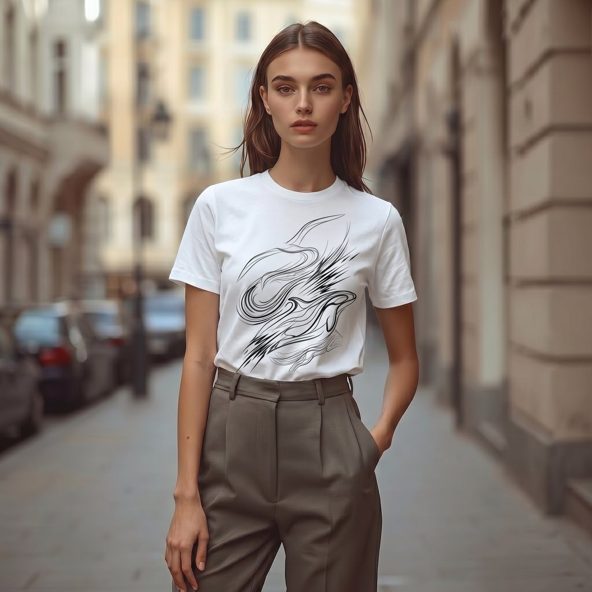 Abstract Animal Line Art T-Shirt – Minimalist Hidden Symbol Tee for Refined Artistic Style