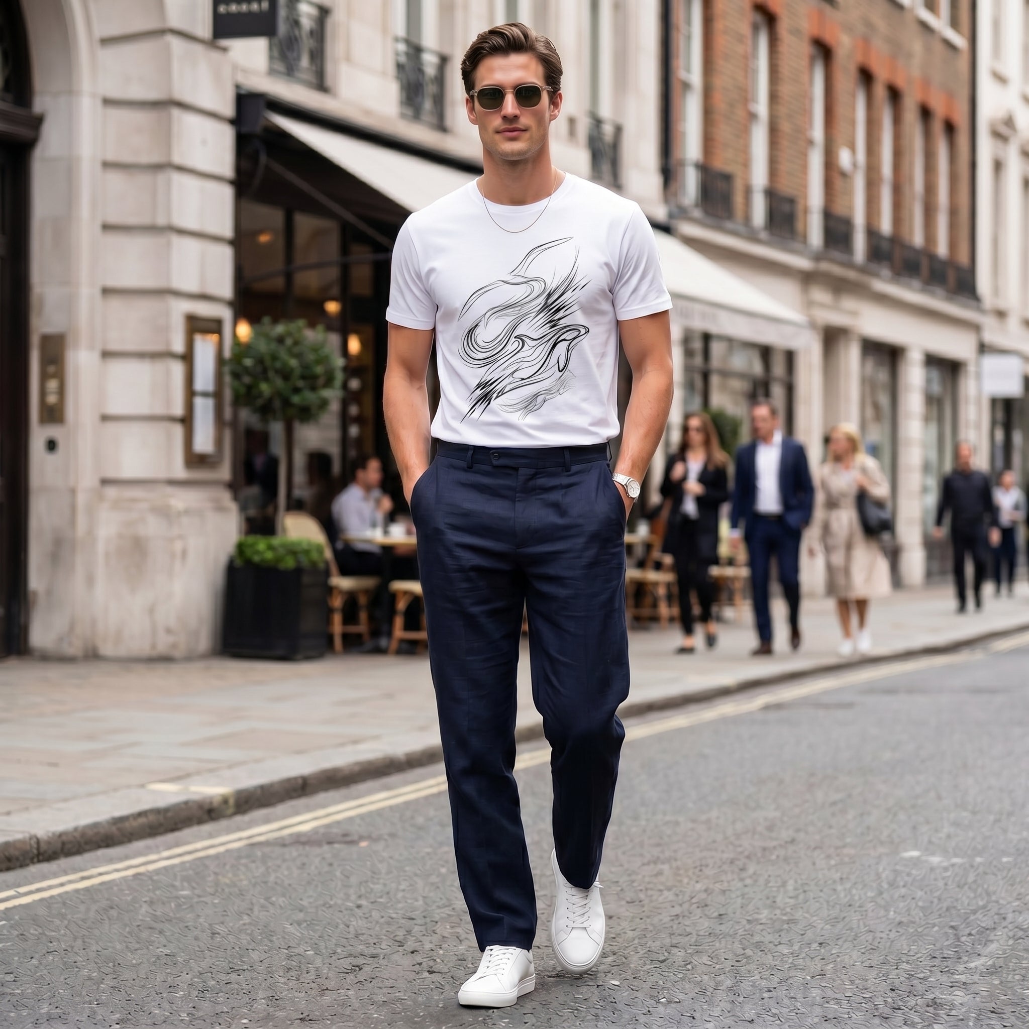 Abstract Animal Line Art T-Shirt – Minimalist Hidden Symbol Tee for Refined Artistic Style