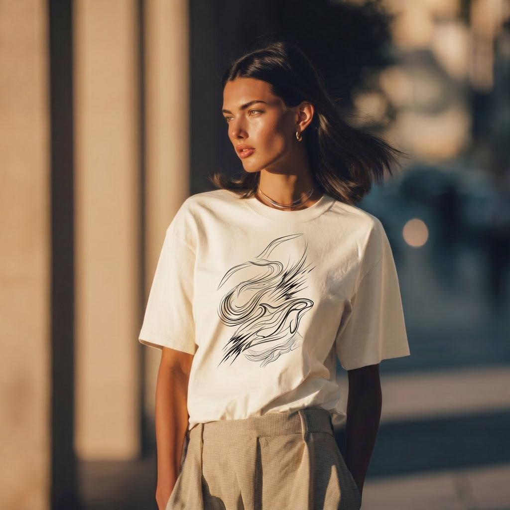 Abstract Animal Line Art T-Shirt – Minimalist Hidden Symbol Tee for Refined Artistic Style
