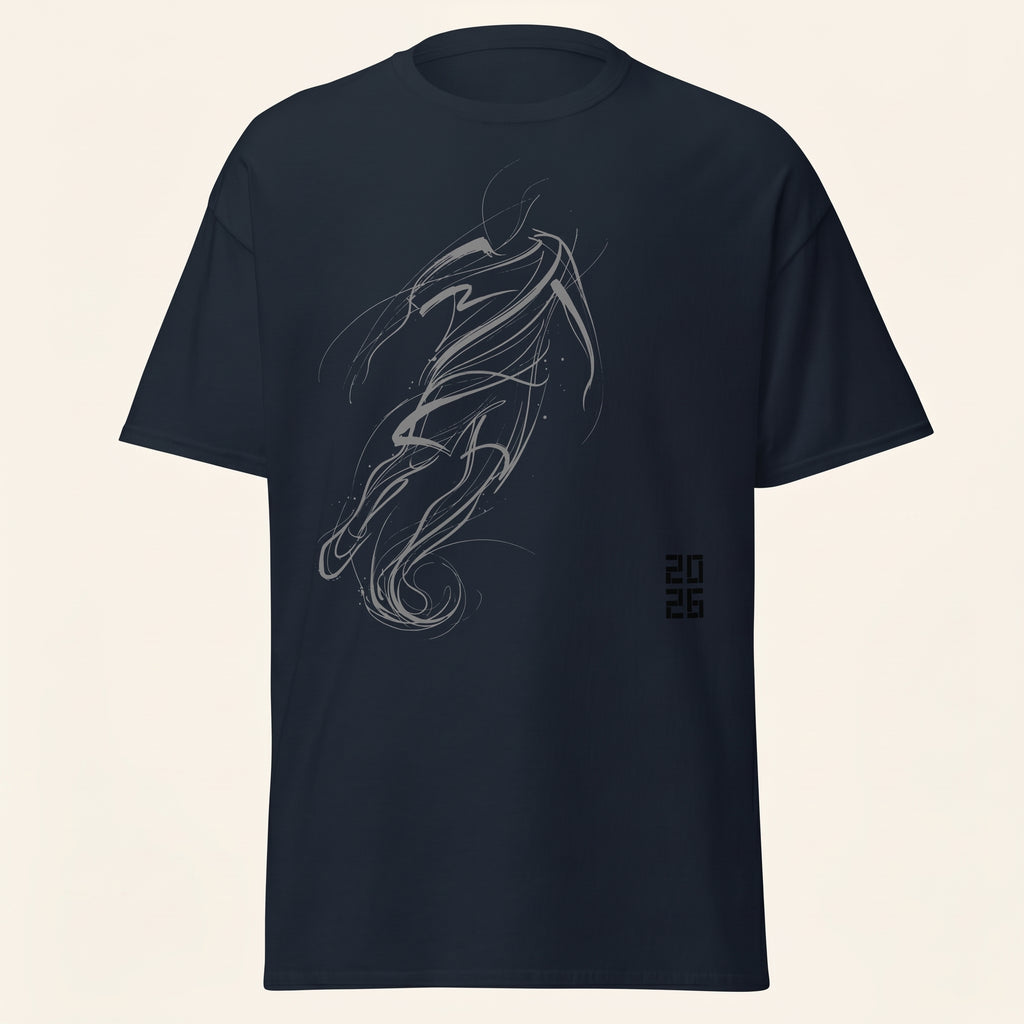 Master of the Arc Football T-Shirt – Abstract Dribble and Shot Motion Graphic Tee