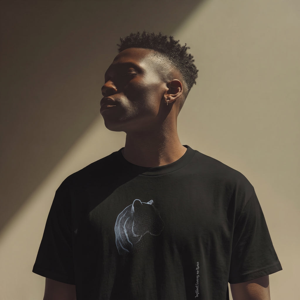 Instinct Leaves No Trace Tiger T-Shirt – Abstract Dissolving Wildlife Graphic Tee for Moody Aesthetic Minimalist Style