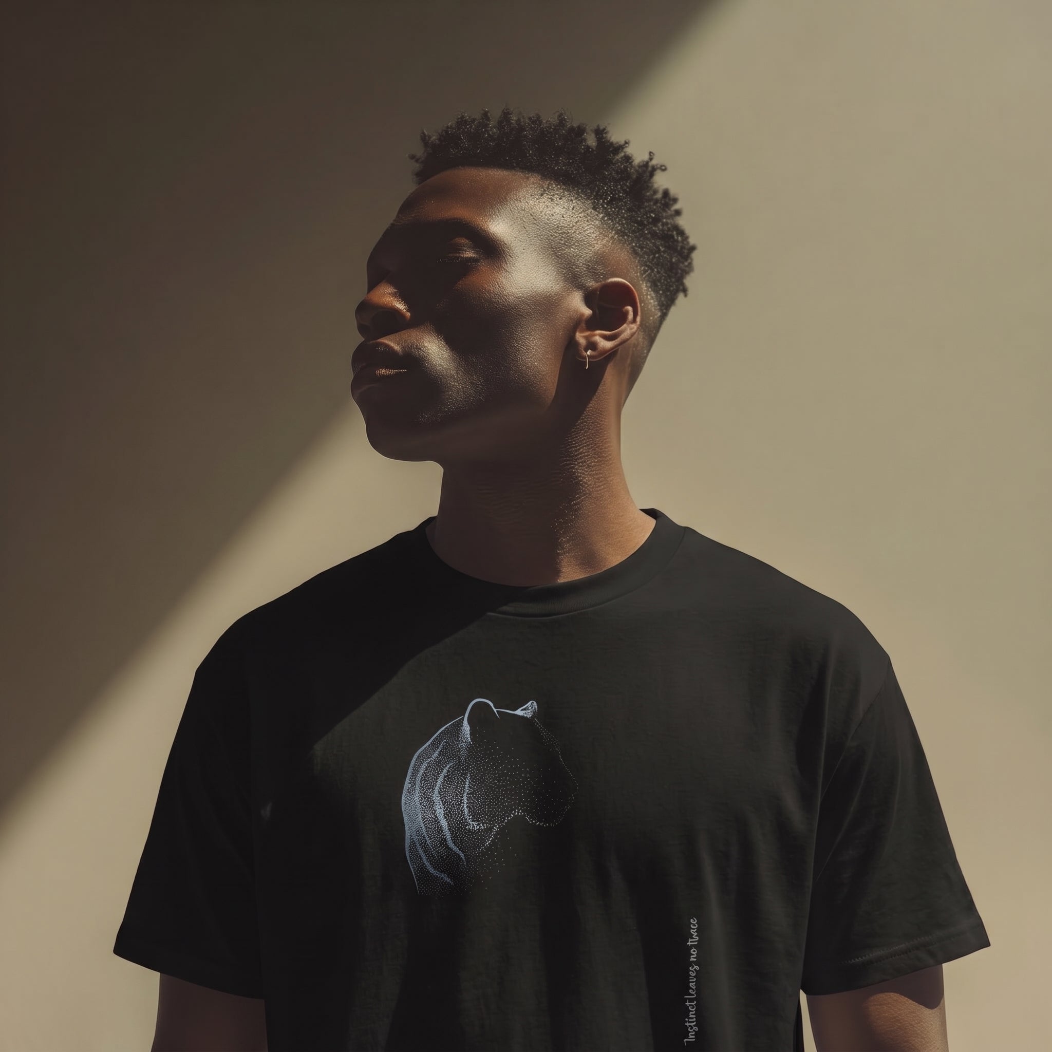 Instinct Leaves No Trace Tiger T-Shirt – Abstract Dissolving Wildlife Graphic Tee for Moody Aesthetic Minimalist Style