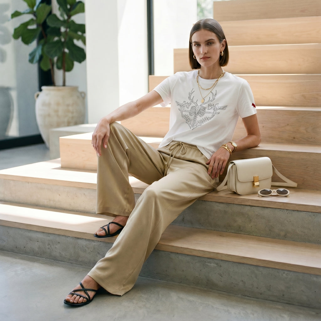 Minimalist Deer Bone T-Shirt – Abstract Wildlife Anatomy Tee for Conceptual Modern Style