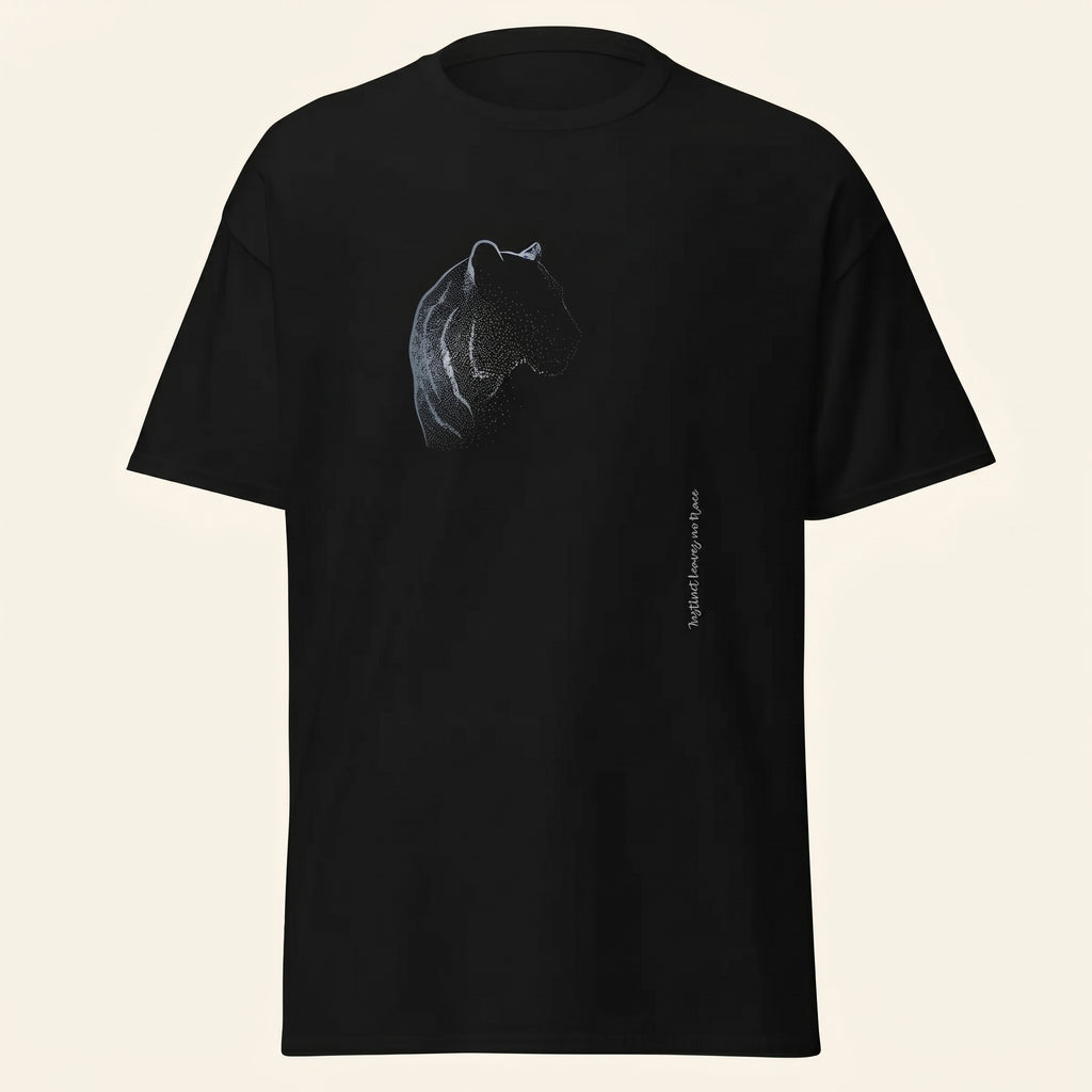 Instinct Leaves No Trace Tiger T-Shirt – Abstract Dissolving Wildlife Graphic Tee for Moody Aesthetic Minimalist Style