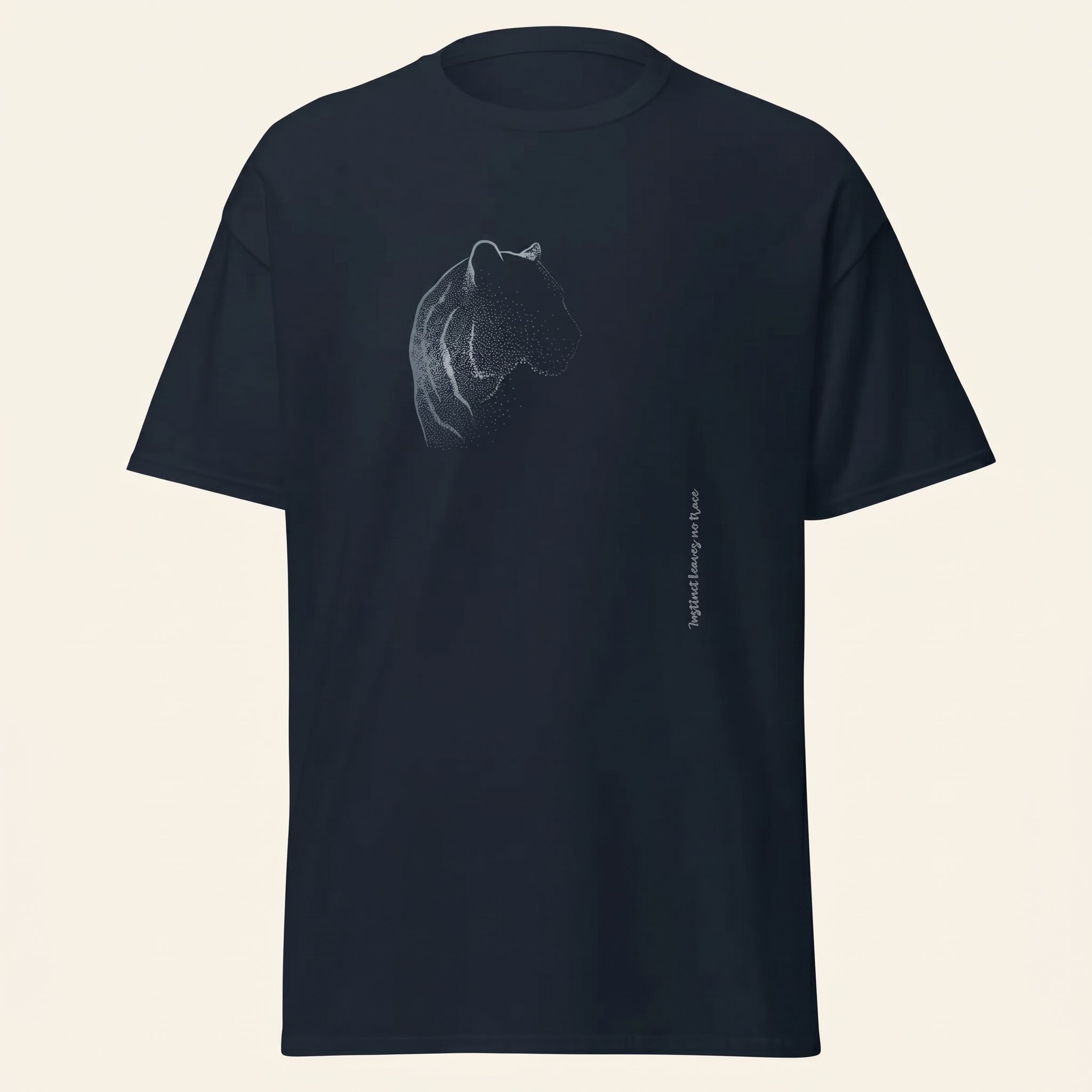 Instinct Leaves No Trace Tiger T-Shirt – Abstract Dissolving Wildlife Graphic Tee for Moody Aesthetic Minimalist Style