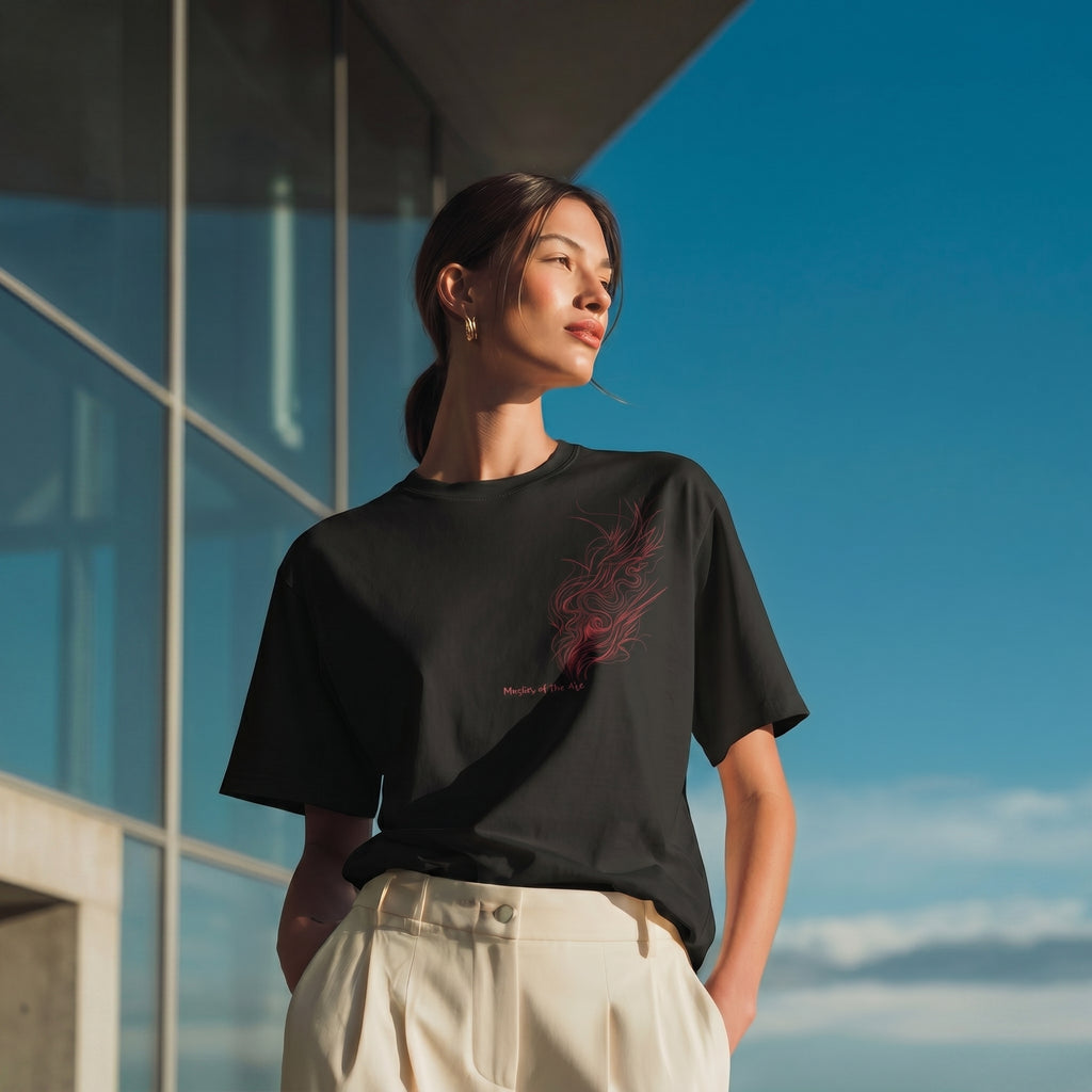 Master of the Arc Snake Motion T-Shirt – Abstract Line Art Tee for Conceptual Minimalist Predator Design