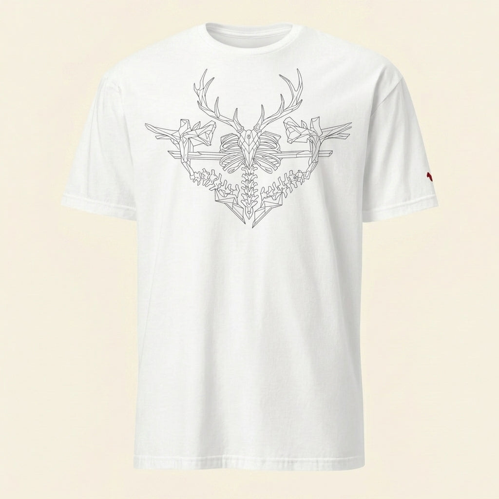 Minimalist Deer Bone T-Shirt – Abstract Wildlife Anatomy Tee for Conceptual Modern Style