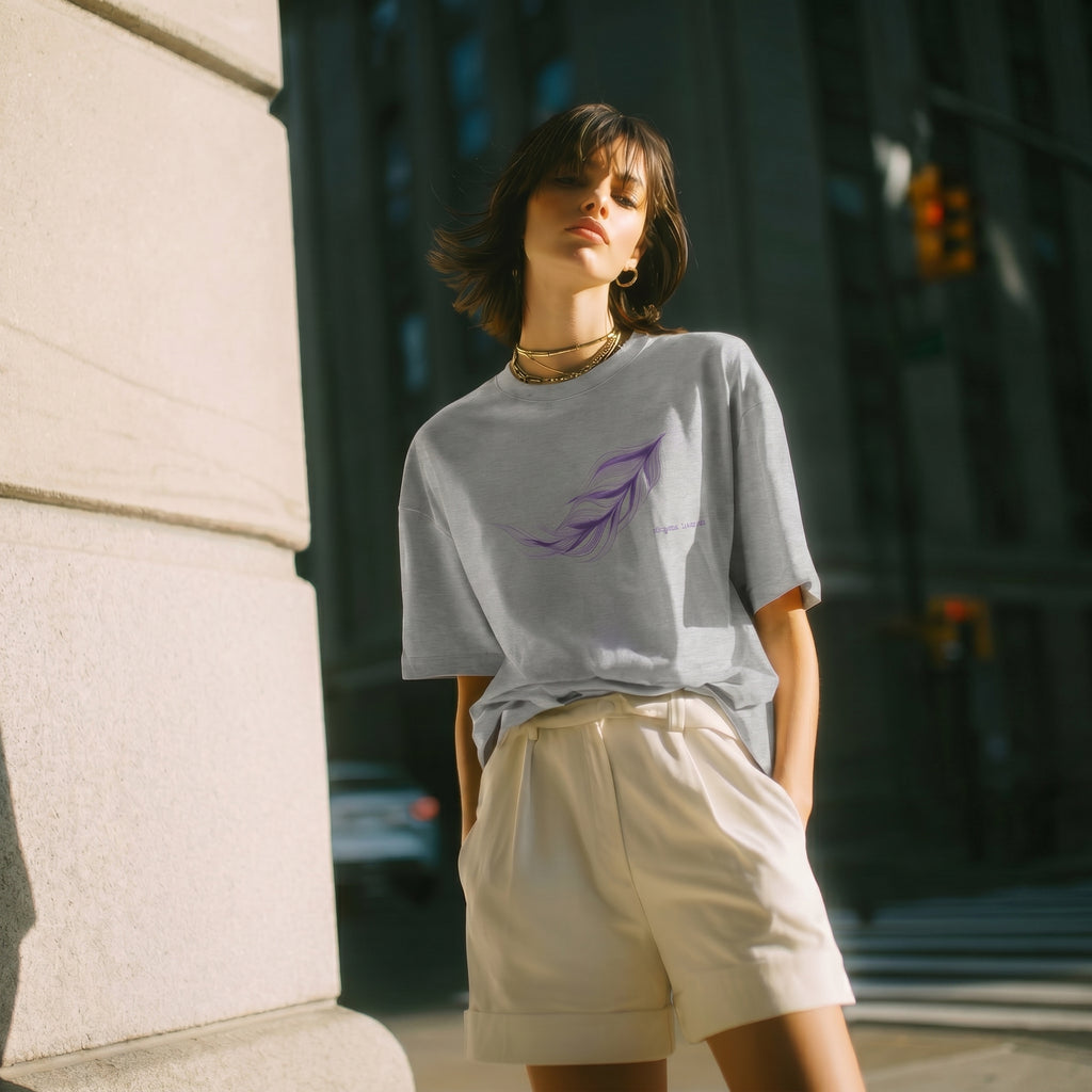 Shapes of Instinct Feather Graphic T-Shirt – Minimalist Abstract Line Art Tee for Conceptual Nature-Inspired Fashion