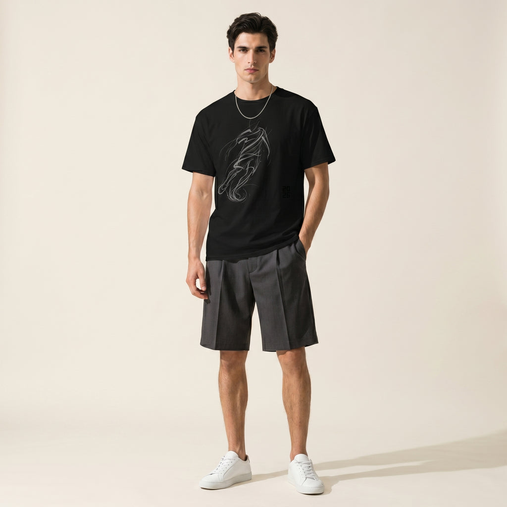 Master of the Arc Football T-Shirt – Abstract Dribble and Shot Motion Graphic Tee