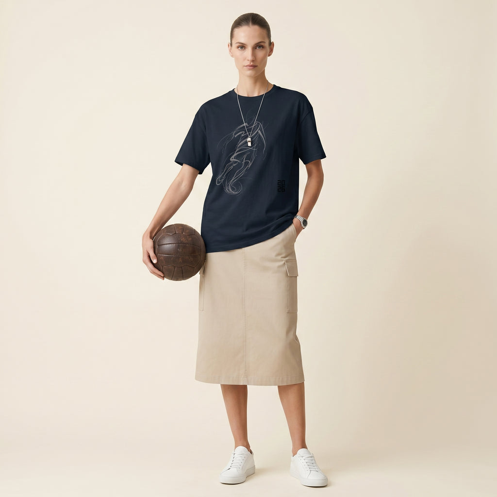 Master of the Arc Football T-Shirt – Abstract Dribble and Shot Motion Graphic Tee