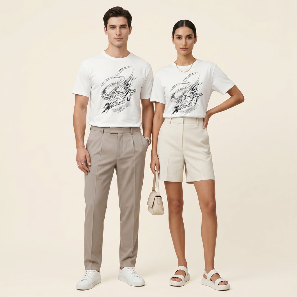 Abstract Animal Line Art T-Shirt – Minimalist Hidden Symbol Tee for Refined Artistic Style