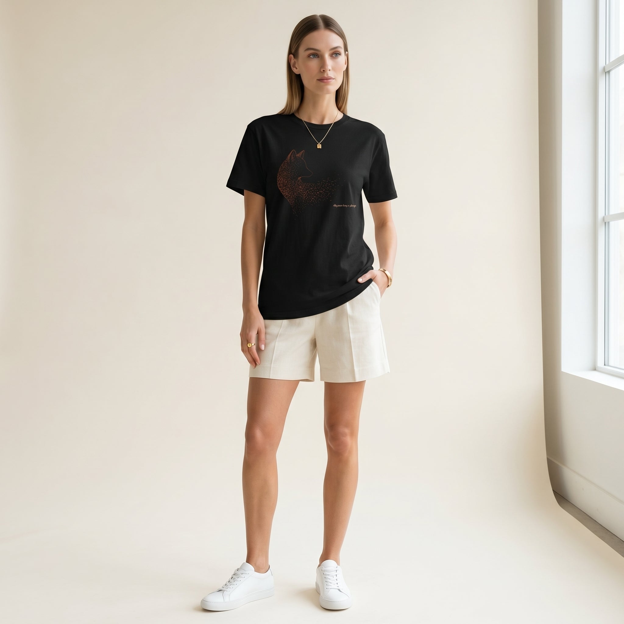 Absence Has a Shape Heavyweight T-Shirt – Dissolving Fox Graphic Tee for Quiet Luxury Aesthetic Minimalist Fashion