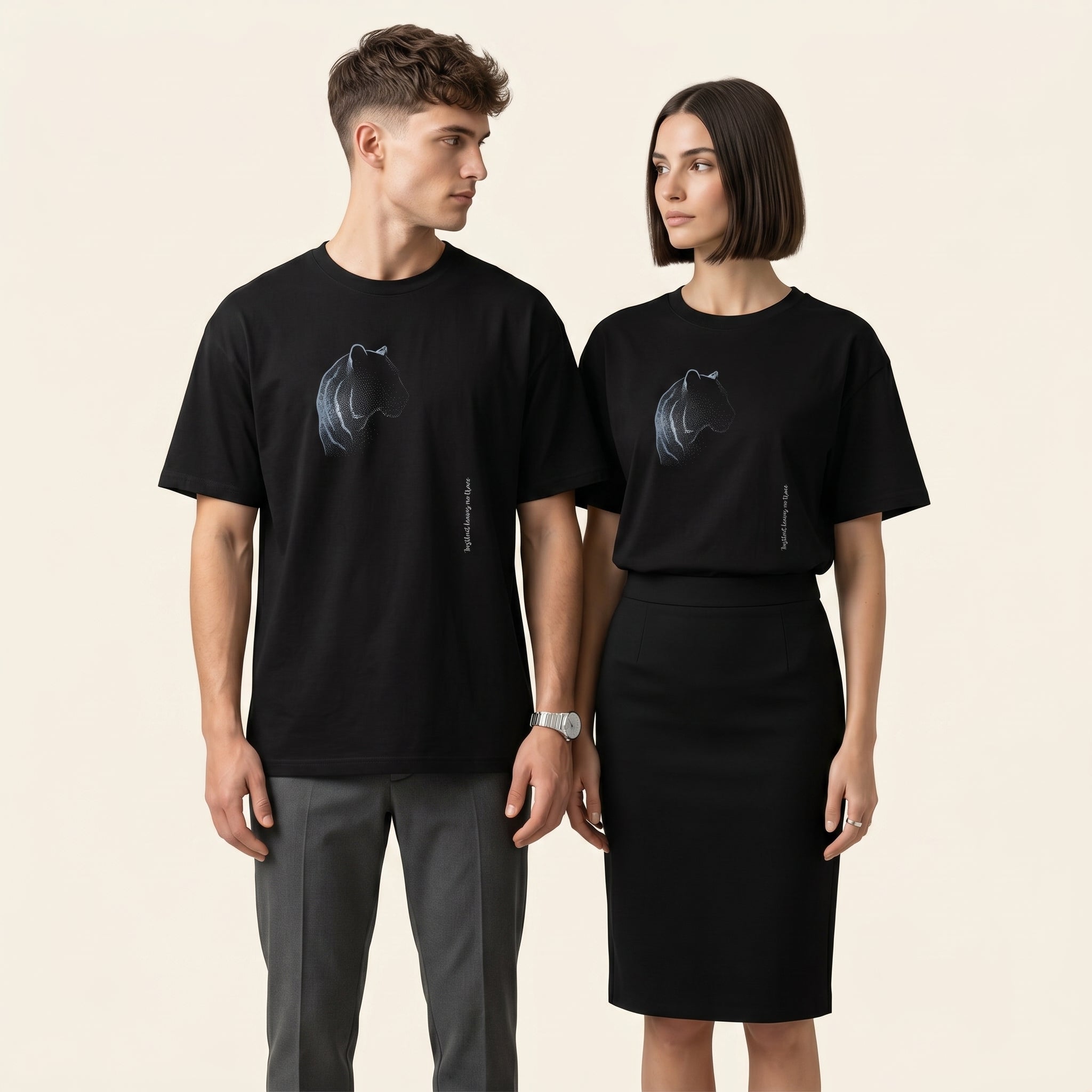 Instinct Leaves No Trace Tiger T-Shirt – Abstract Dissolving Wildlife Graphic Tee for Moody Aesthetic Minimalist Style