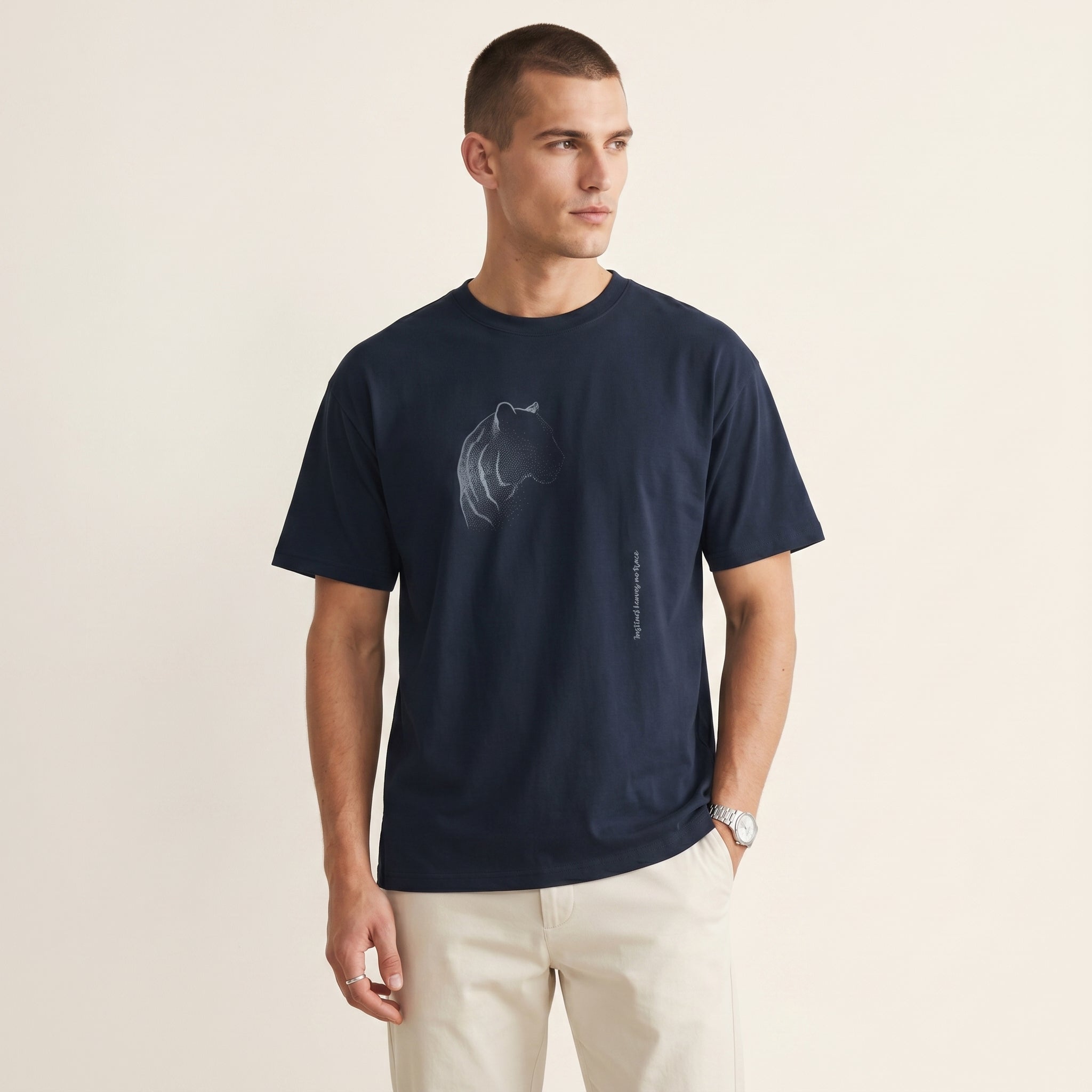 Instinct Leaves No Trace Tiger T-Shirt – Abstract Dissolving Wildlife Graphic Tee for Moody Aesthetic Minimalist Style