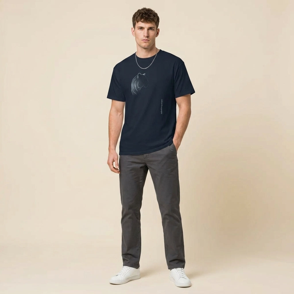 Instinct Leaves No Trace Tiger T-Shirt – Abstract Dissolving Wildlife Graphic Tee for Moody Aesthetic Minimalist Style