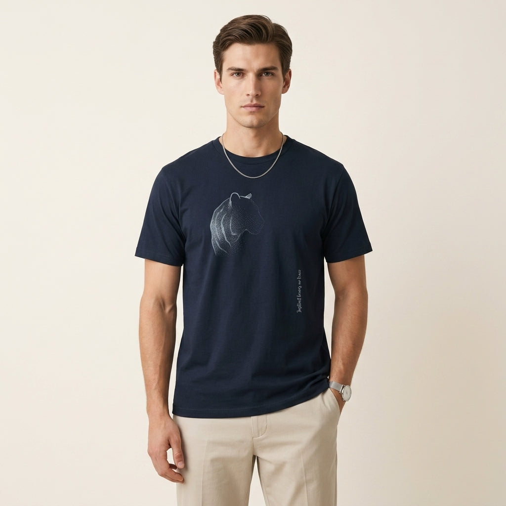 Instinct Leaves No Trace Tiger T-Shirt – Abstract Dissolving Wildlife Graphic Tee for Moody Aesthetic Minimalist Style