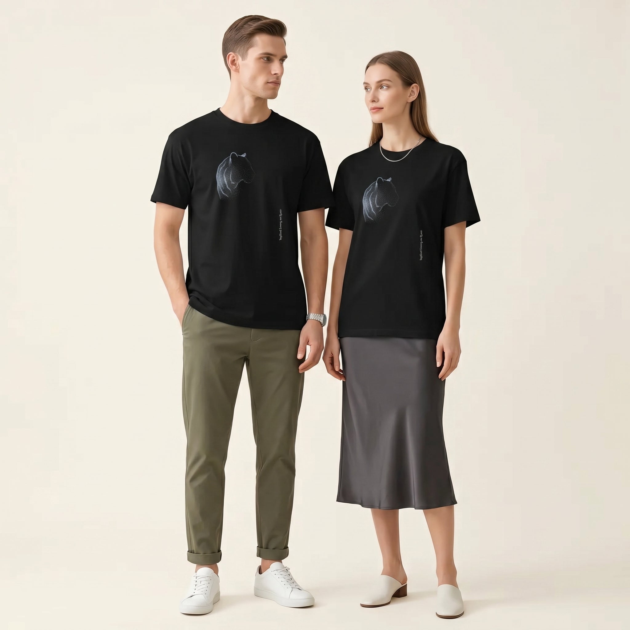 Instinct Leaves No Trace Tiger T-Shirt – Abstract Dissolving Wildlife Graphic Tee for Moody Aesthetic Minimalist Style
