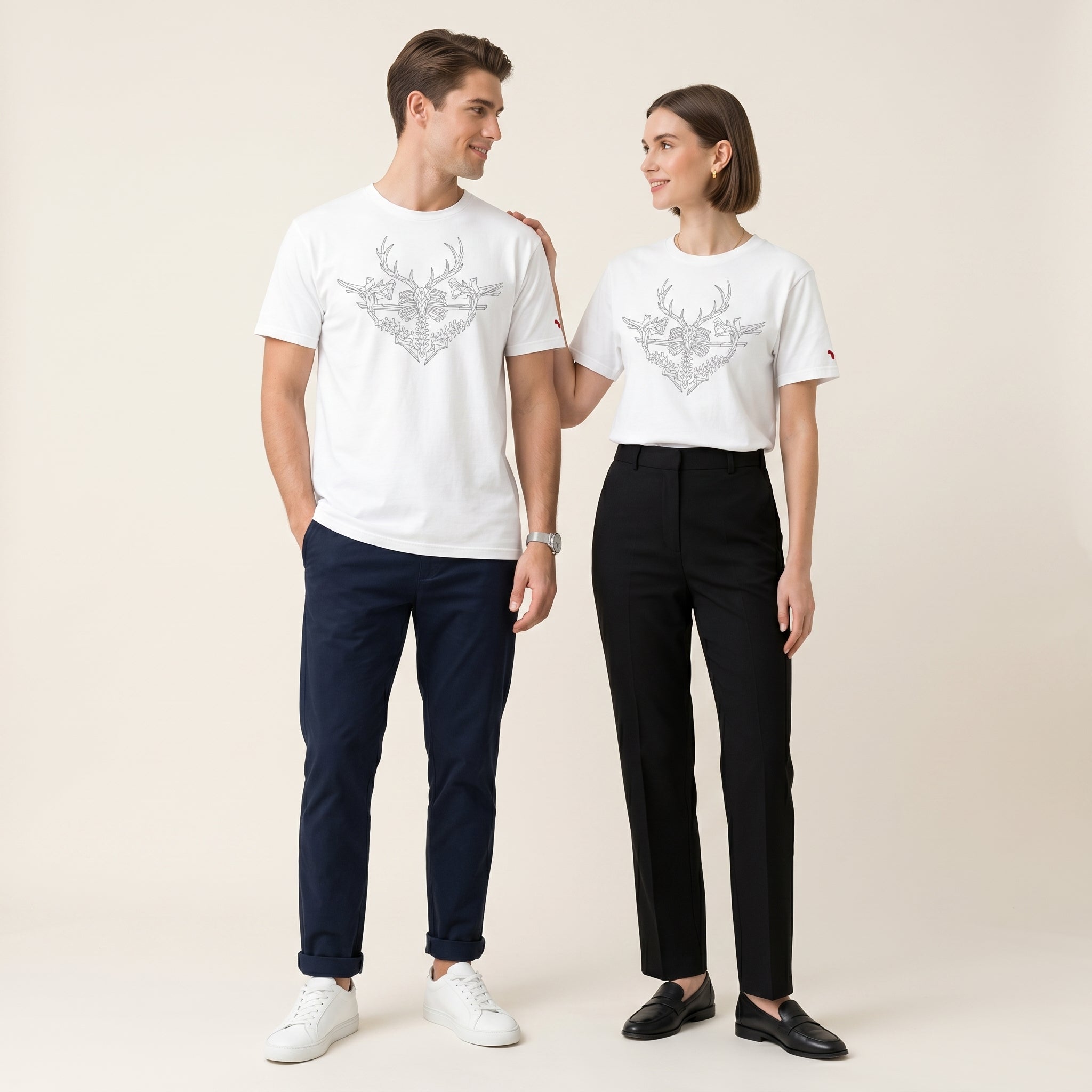 Minimalist Deer Bone T-Shirt – Abstract Wildlife Anatomy Tee for Conceptual Modern Style