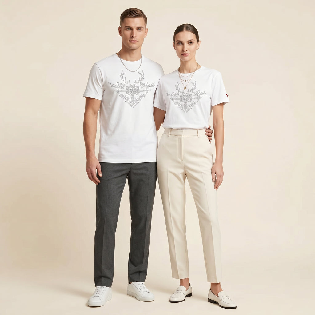 Minimalist Deer Bone T-Shirt – Abstract Wildlife Anatomy Tee for Conceptual Modern Style