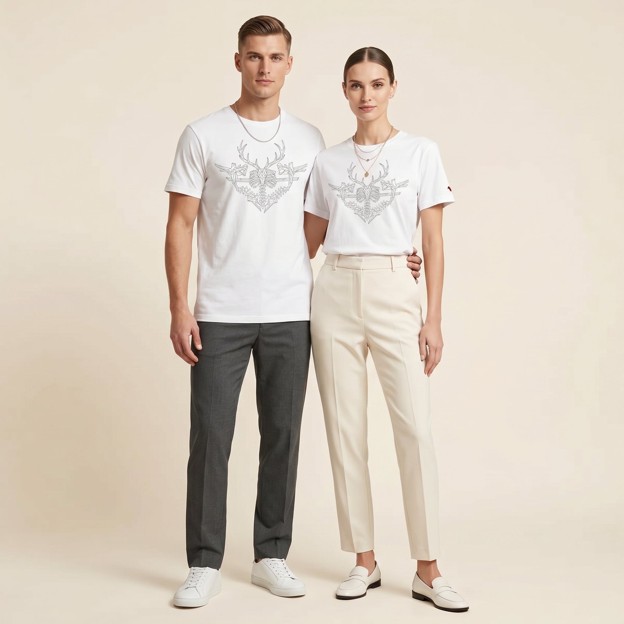 Minimalist Deer Bone T-Shirt – Abstract Wildlife Anatomy Tee for Conceptual Modern Style