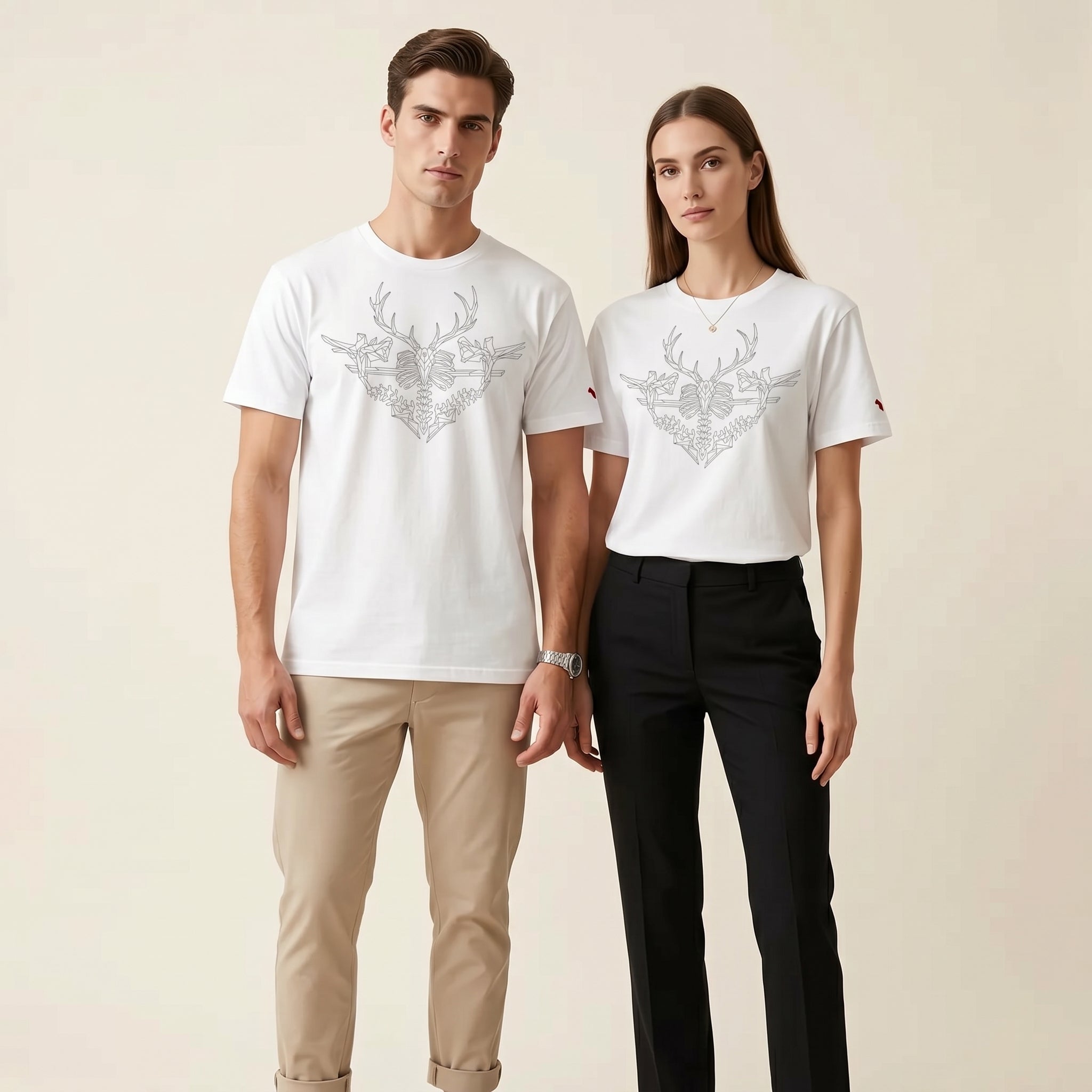 Minimalist Deer Bone T-Shirt – Abstract Wildlife Anatomy Tee for Conceptual Modern Style