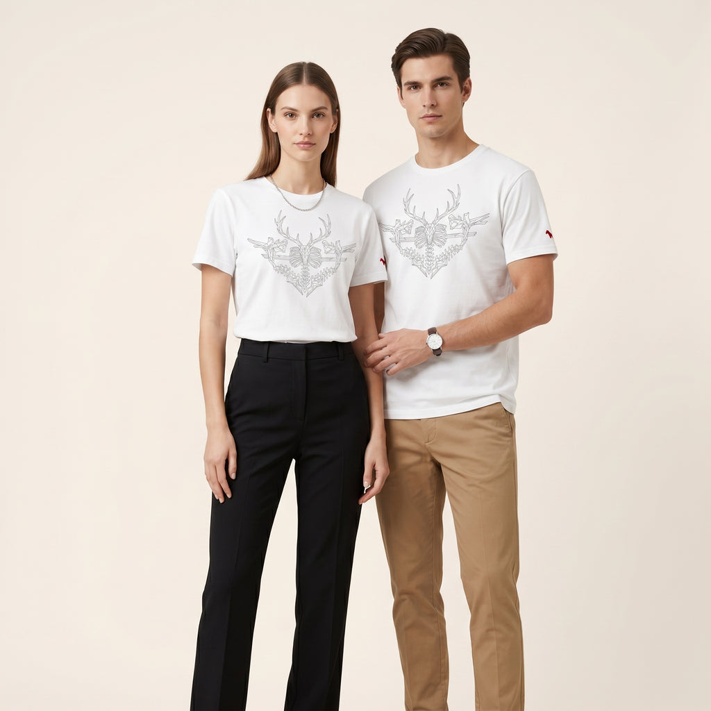 Minimalist Deer Bone T-Shirt – Abstract Wildlife Anatomy Tee for Conceptual Modern Style