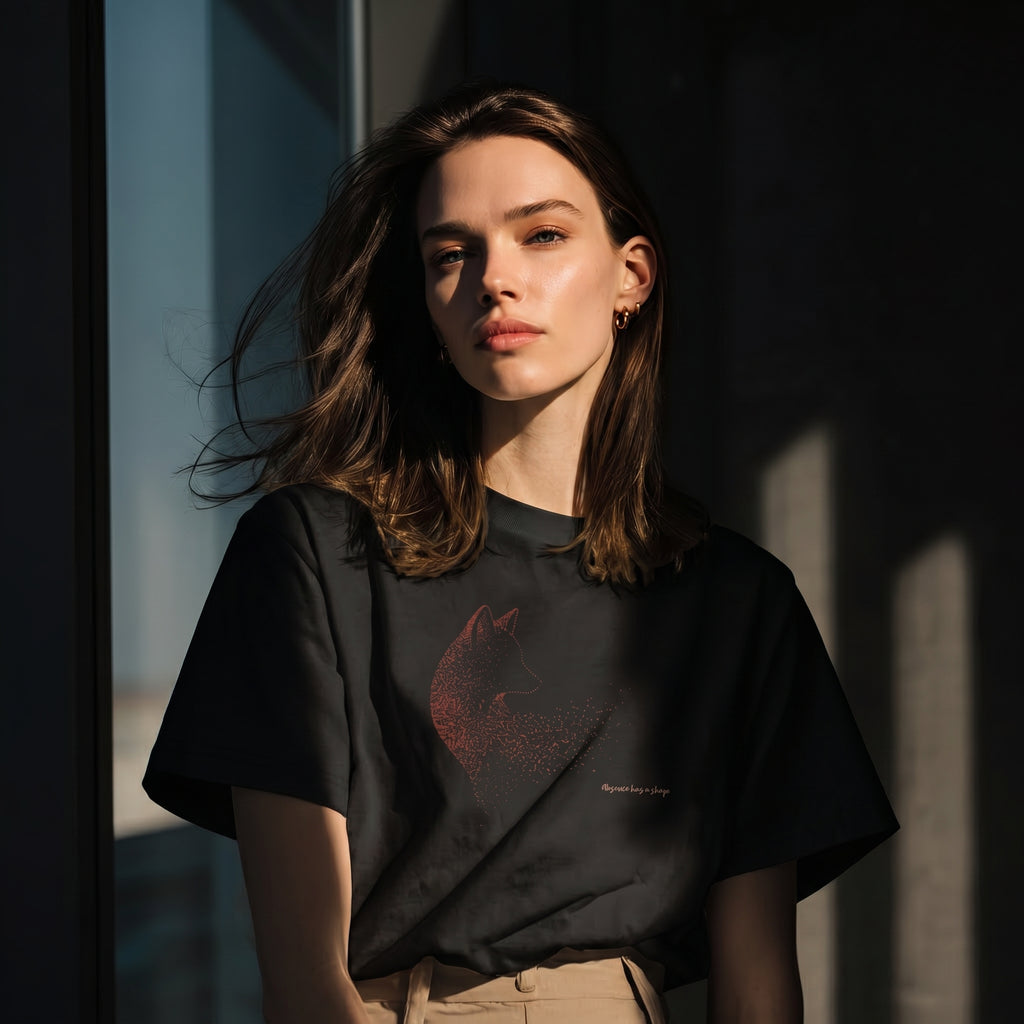 Absence Has a Shape Heavyweight T-Shirt – Dissolving Fox Graphic Tee for Quiet Luxury Aesthetic Minimalist Fashion