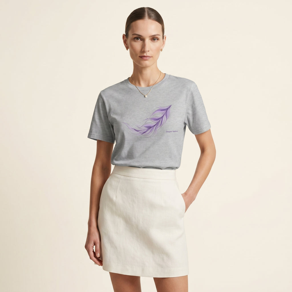 Shapes of Instinct Feather Graphic T-Shirt – Minimalist Abstract Line Art Tee for Conceptual Nature-Inspired Fashion