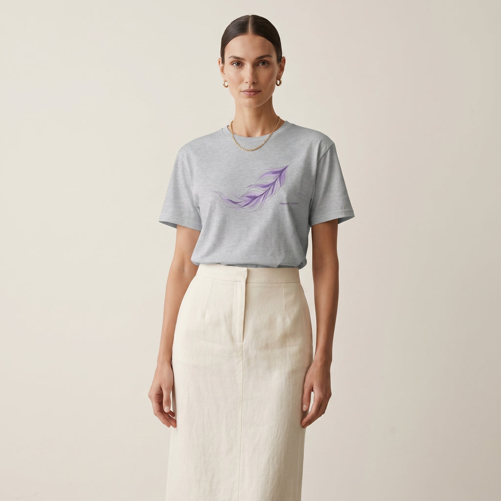Shapes of Instinct Feather Graphic T-Shirt – Minimalist Abstract Line Art Tee for Conceptual Nature-Inspired Fashion