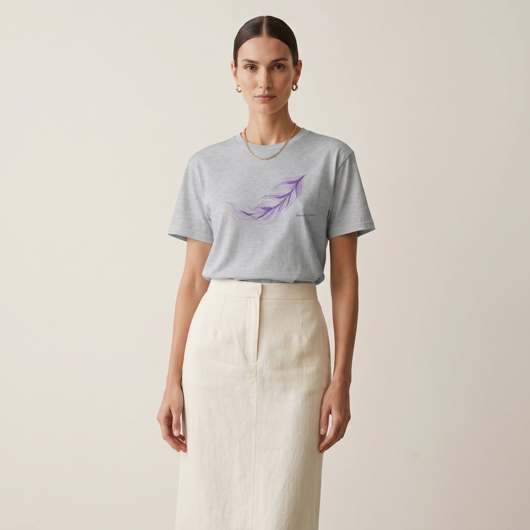 Shapes of Instinct Feather Graphic T-Shirt – Minimalist Abstract Line Art Tee for Conceptual Nature-Inspired Fashion