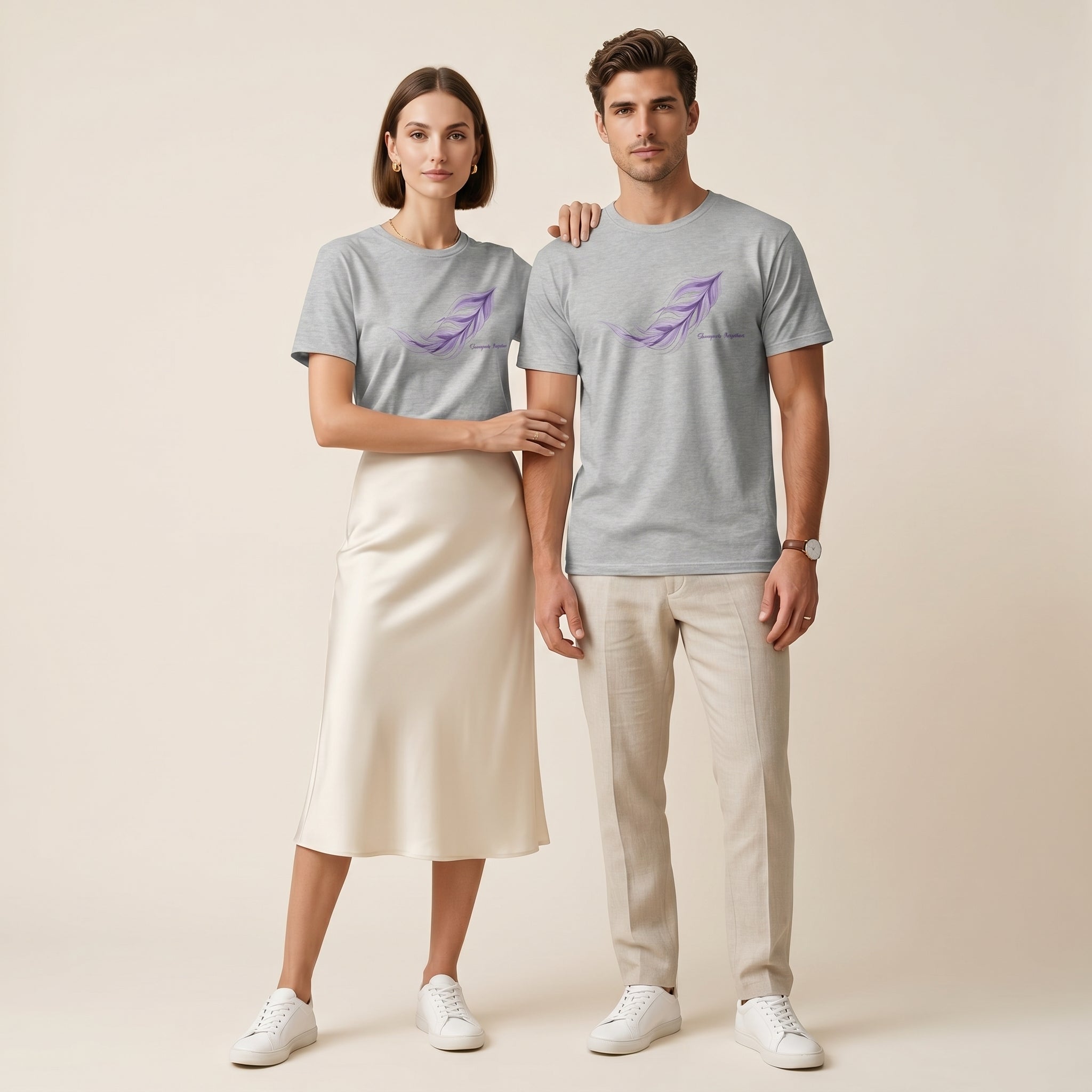 Shapes of Instinct Feather Graphic T-Shirt – Minimalist Abstract Line Art Tee for Conceptual Nature-Inspired Fashion