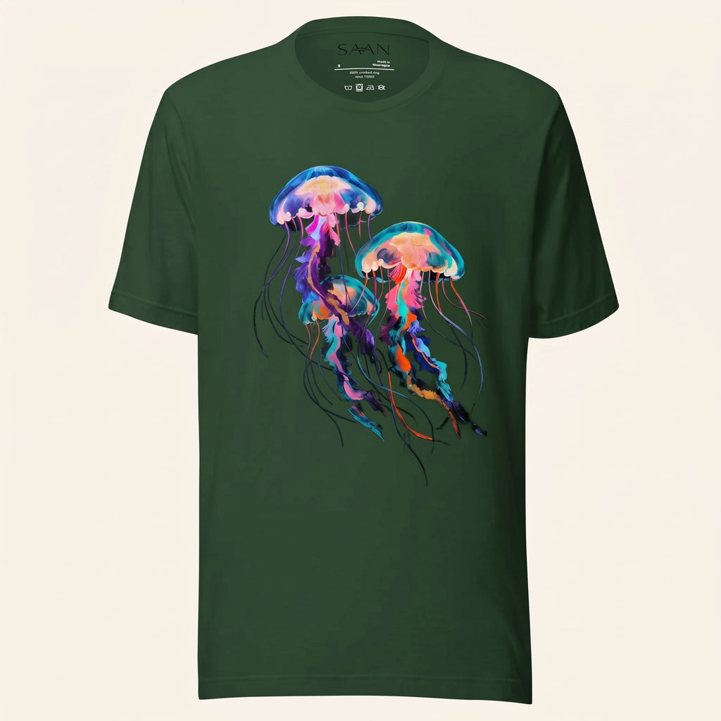 Minimalist Jellyfish Graphic T-Shirt – Ocean-Inspired Symbol Fashion for Calm Artistic Modern Style